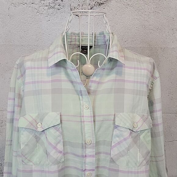 Eddie Bauer Pastel Plaid Button-Down Shirt Women's Size L - Picture 2 of 10